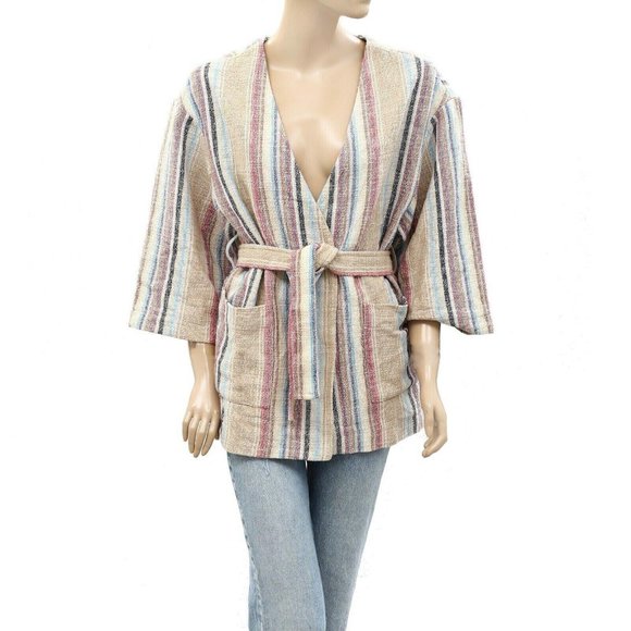 Faherty Mykonos Jacket Surfrider Striped Top Cover-up Cotton Oversized S 263713 - Picture 5 of 7